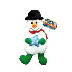 Snowman Christmas Plush Sugar Loaf 9 inches Scarf Holiday Star Hat New Vintage